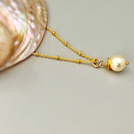 Dainty Single Pearl Necklace Gold handmade pearl pendant layering necklace June birthstone handmade boho jewelry for women gift for mom wife