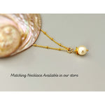 Minimalist Pearl Earrings dangle 14k Gold, Sterling Silver Dainty Drop Earrings
