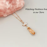 Morganite Rose Gold Earrings dangle pink, peach, champagne quartz