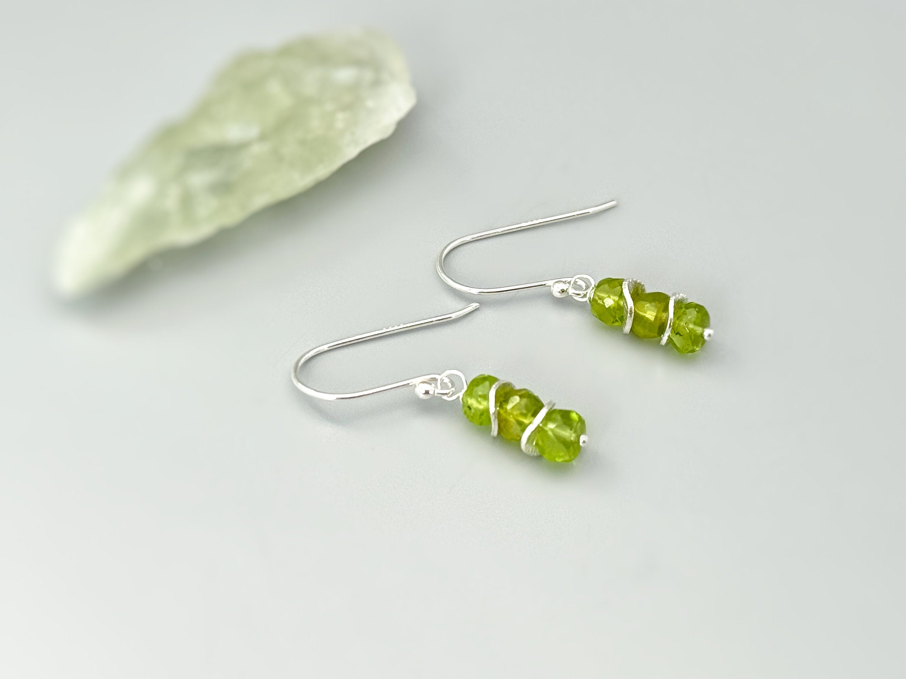 Peridot Earrings dangle, sterling silver