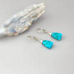 Turquoise Earrings dangle Silver, 14k Gold leverback dangly handmade blue gemstone birthstone jewelry gift for wife mom