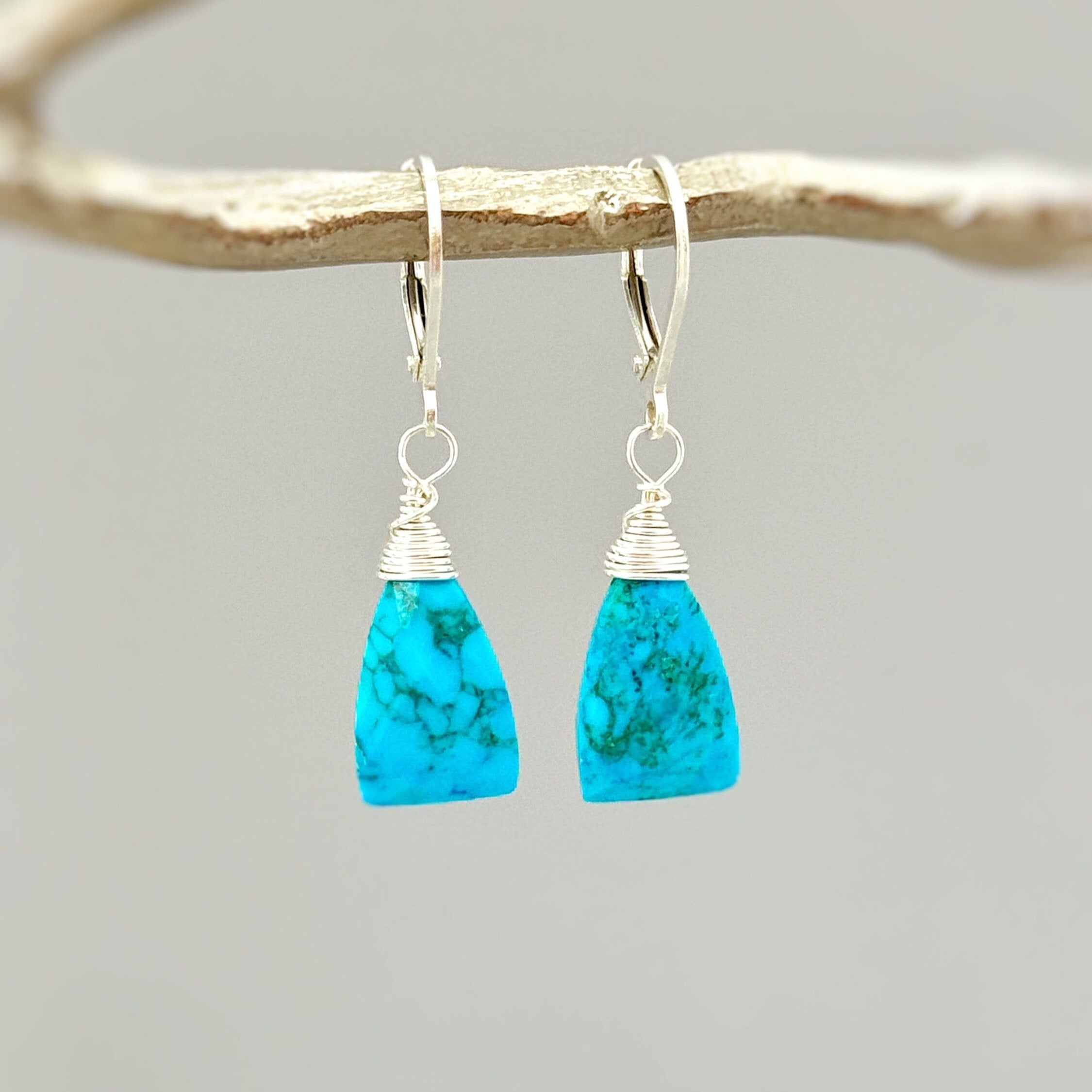 Turquoise Dangle Earrings in Sterling Silver