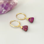 Mojave Purple Copper Turquoise Earrings Gold Huggie hoops for women