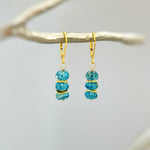 London Blue Topaz dangle drop earrings in gold with leverbacks