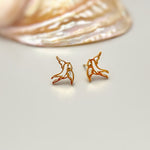 Swallow Bird Earrings Stud Gold