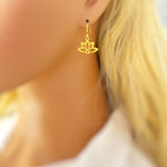 Silver Water lily Floral Earrings dangle