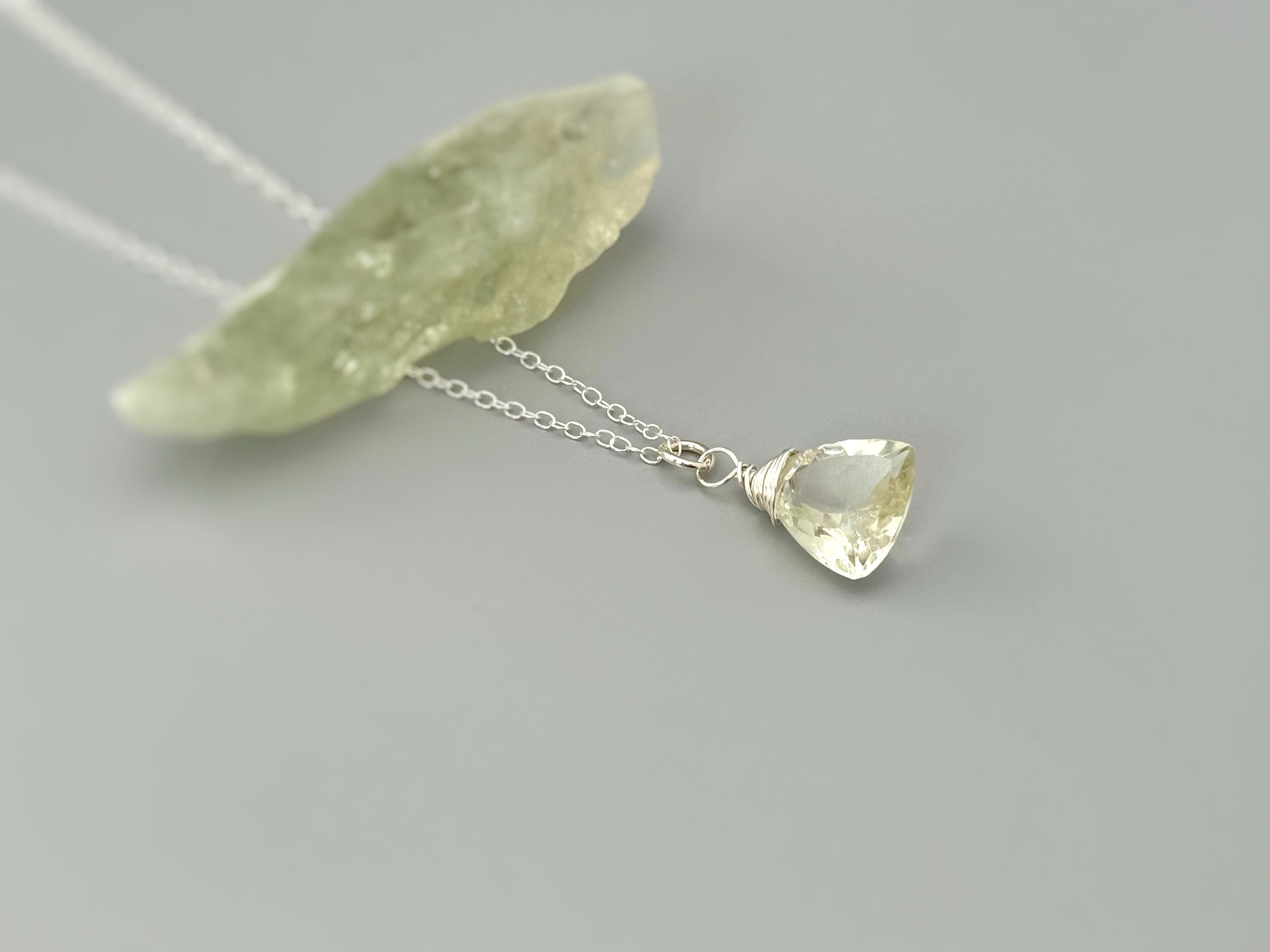 Green Amethyst Necklace Handmade sage mint green gemstone pendant Sterling Silver Prasiolite handmade Birthstone jewelry gift for woman, mom