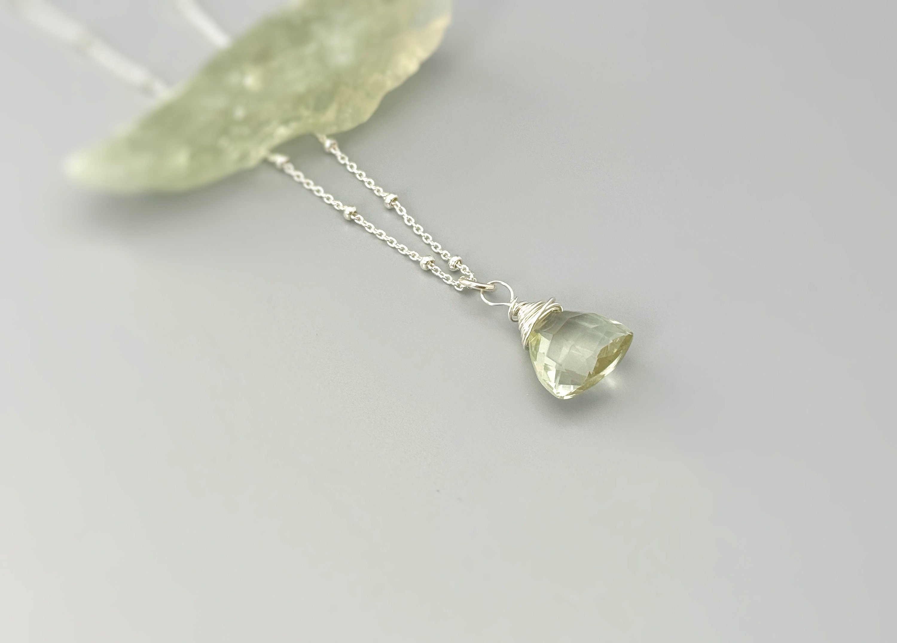 Green Amethyst Necklace Sterling Silve Prasiolite February Birthstone jewelry