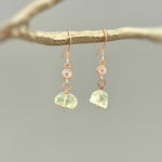 Dangly Green Amethyst Earrings Sterling Silver dainty raw gemstone crystal earrings Rose Gold, 14k Gold Handmade jewelry gift 14k Gold Fill