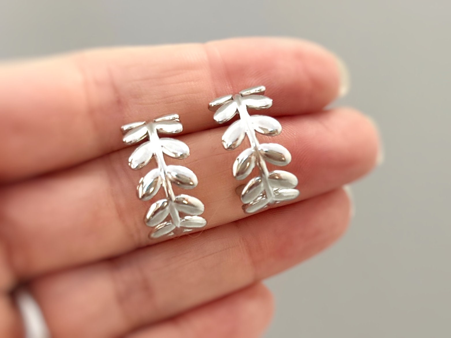 Gold Olive Leaf Earrings Stud Hoops dangly botanical plant earrings in Silver, Gold, Rose Gold, Handmade Jewelry for women gift for gardener