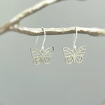 Gold Butterfly Earrings Dangle Handmade Sterling Silver Jewelry gifts for mom, daughter, granddaughter, gardener, sister, bug nature lover