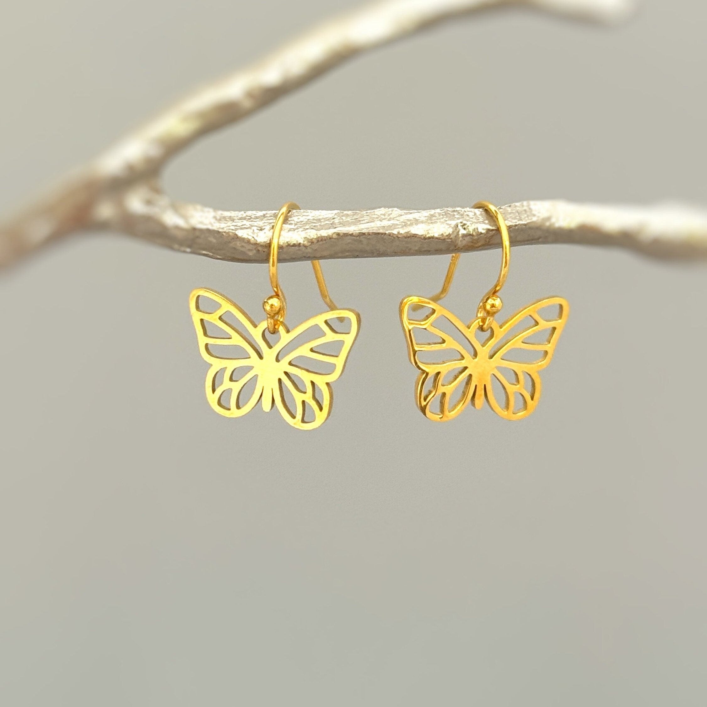 Dangly Gold Butterfly earrings Dangle great gift for grandmas, moms, daughters, granddaughters and nature lovers