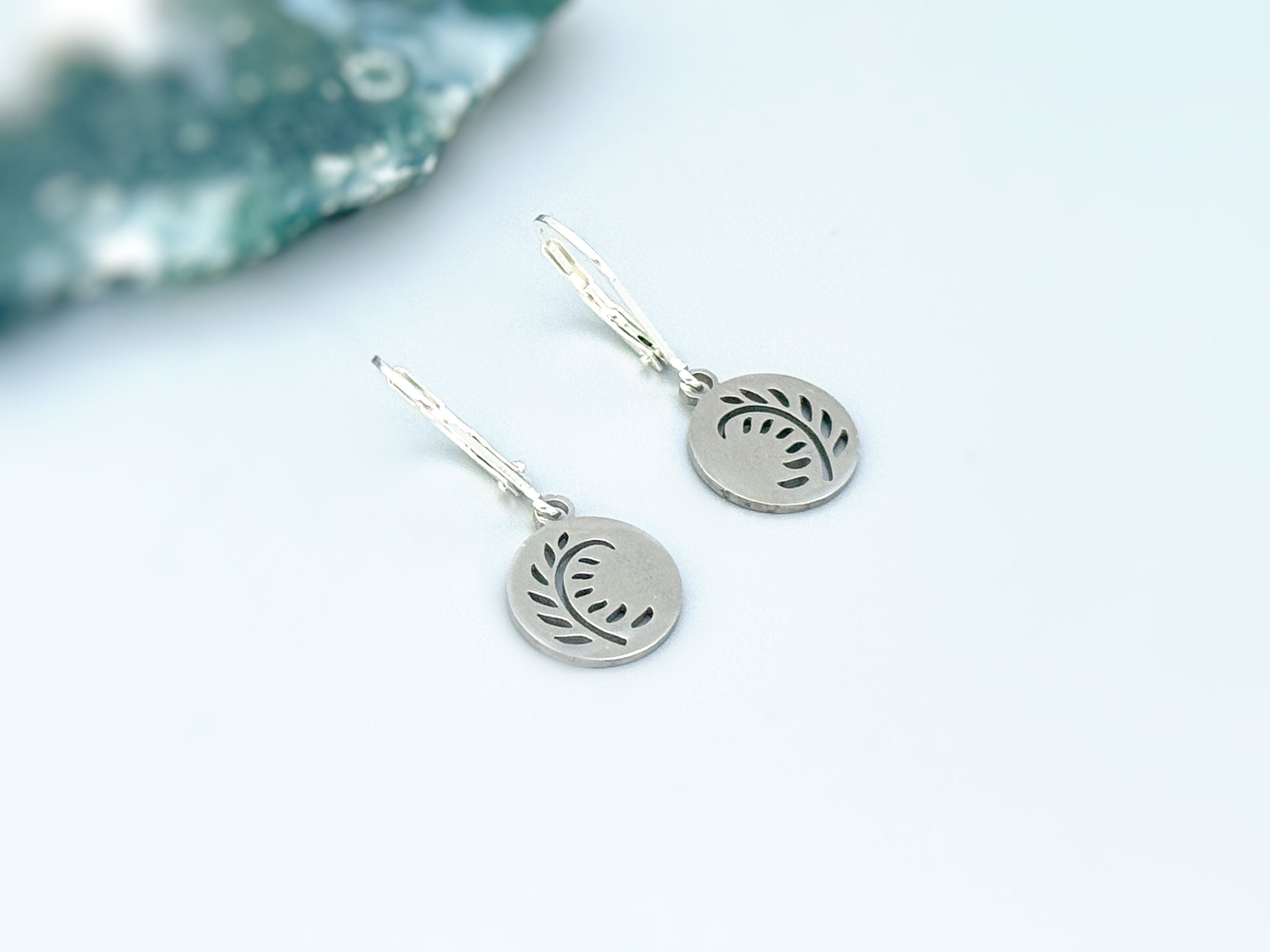 Silver Leaf Fern Earrings Silver dangle lightweight everyday botanical plant earrings Handmade Jewelry for women gift for gardener