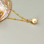 Dainty Single Pearl Necklace Gold handmade pearl pendant layering necklace June birthstone handmade boho jewelry for women gift for mom wife