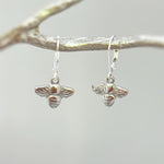 Dainty Bumble Bee Earrings dangle sterling silver, gold honey bee gift for nature lovers, boho earrings for granddaughters