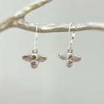Dainty Bumble Bee Earrings dangle sterling silver, gold honey bee gift for nature lovers, boho earrings for granddaughters