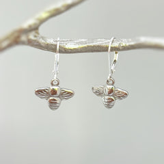 Dainty Bumble Bee Earrings dangle sterling silver, gold honey bee gift for nature lovers, boho earrings for granddaughters