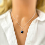 Dainty Blue Pearl Necklace Gold