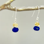 Lapis Earrings dangle gold sterling silver dangly citrine handmade blue gemstone handmade jewelry September birthstone gift for mom daughter