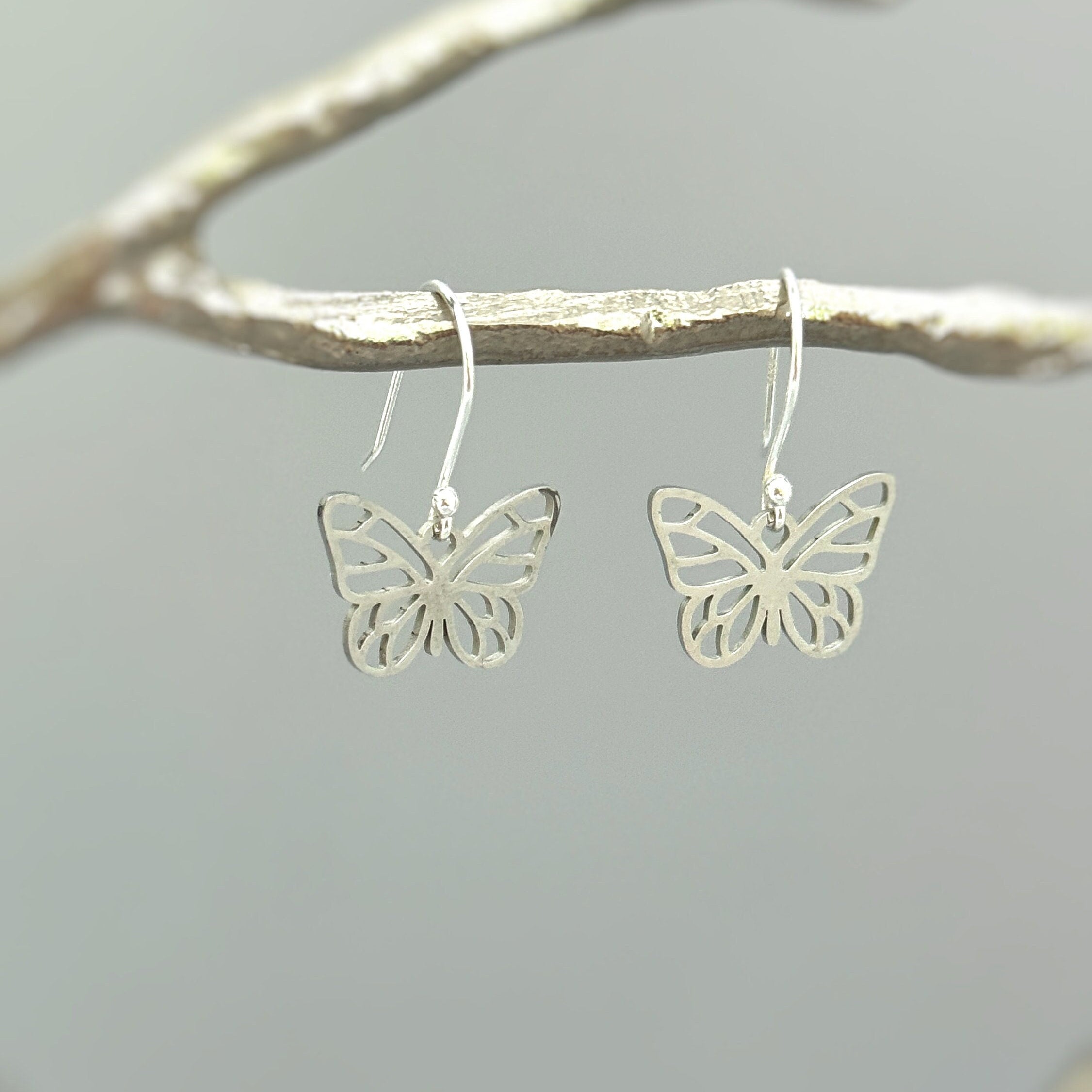 Silver Butterfly Earrings Dangle