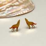 Tiny Wolf Stud Earrings in silver, gold, rose gold. Fox husky dog earrings for second piercing