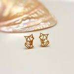 Tiny Origami Fox Stud Earrings in Gold, silver, and rose gold