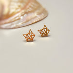 Dainty Origami Fox Earrings tiny small studs in gold, silver, rose gold cartilage second hole sleeper waterproof jewelry animal lover gift