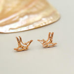 Swallow Bird Earrings Stud Rose Gold