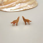 Tiny Wolf Stud Earrings in silver, gold, rose gold. Fox husky dog earrings for second piercing