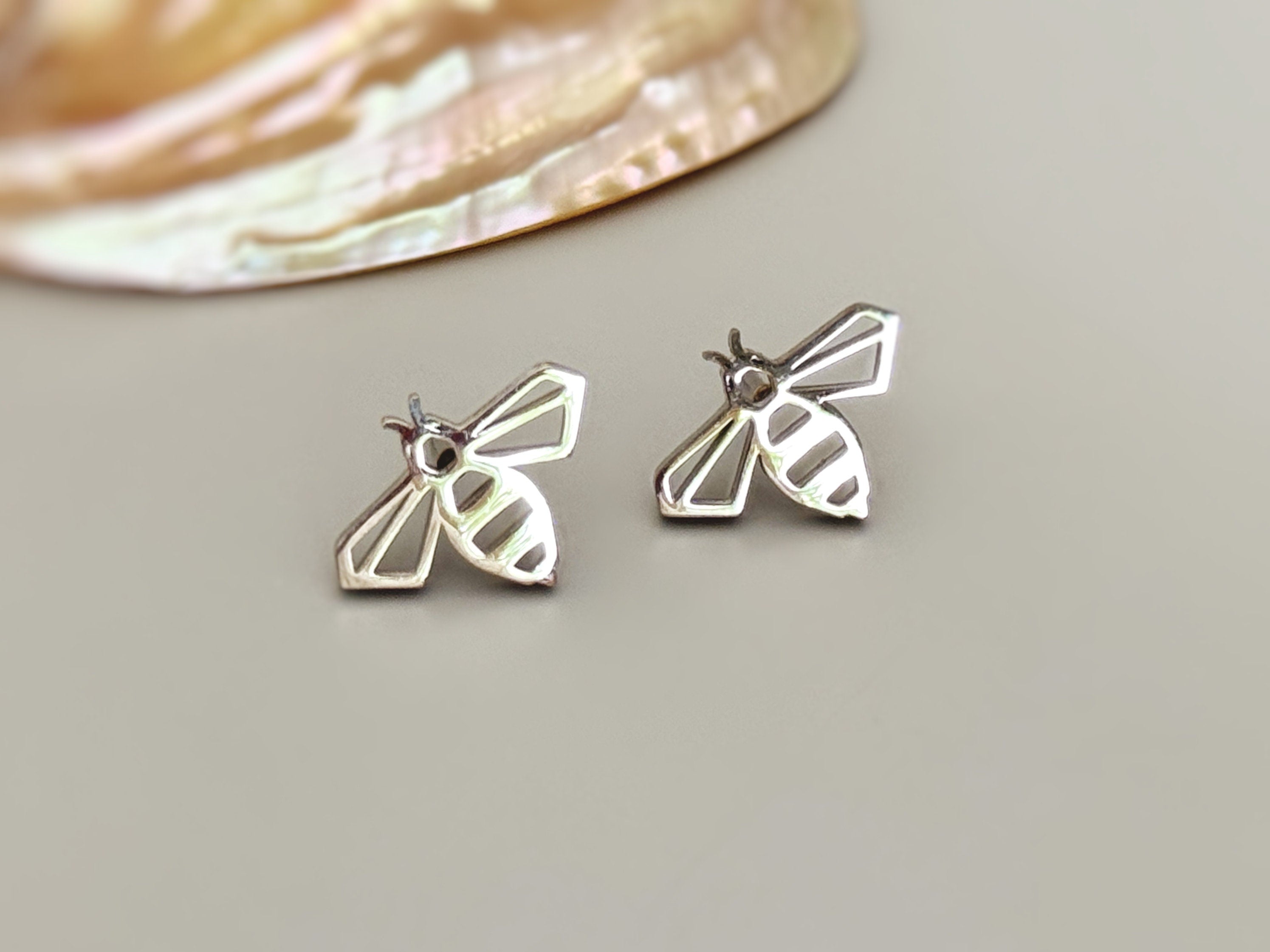 Dainty Bumble Bee Stud Earrings gold, silver, and rose gold handmade boho jewelry gift for nature lovers unique trendy gifts for nature lover granddaughter