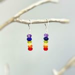 Rainbow gemstone earrings unique long dangle colorful crystal whimsical quirky handmade pride jewelry lgbtq gift for her, girlfriend, wife