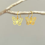 Silver Butterfly Earrings Dangle Handmade Sterling Silver Gold Jewelry gifts for gardener, mom, granddaughter, sister, bug, nature lover