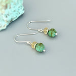 Citrine and Turquoise Earrings silver drop dangle. Handmade December birthstone jewelry for women