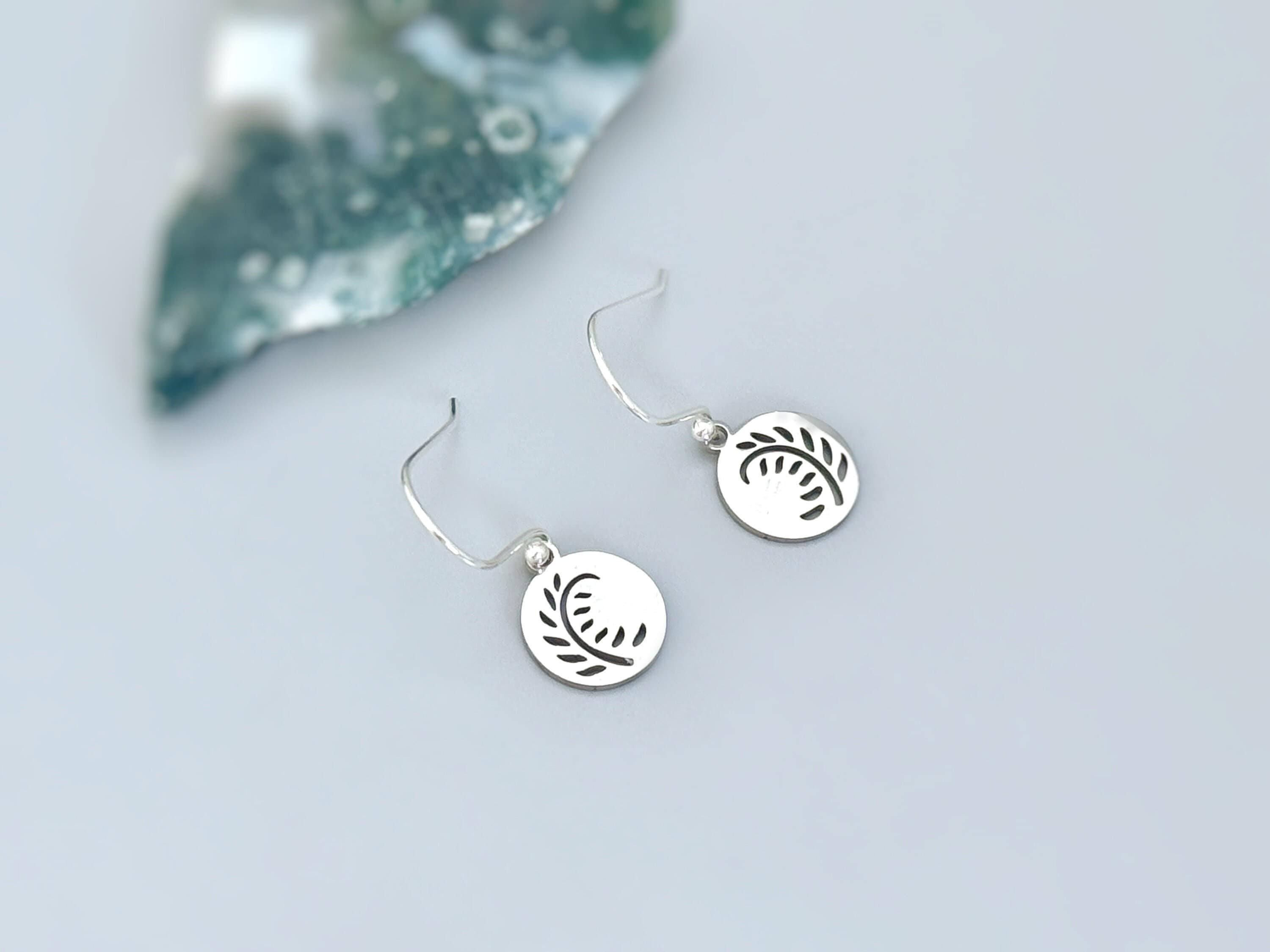 Silver Fern Leaf Earring for women dangly lightweight everyday earrings with French hook ear wires of leverbacks great gifts for plant moms, gardeners, and nature lovers