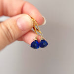 Sapphire Blue dangling earrings sterling silver, gold rose gold dainty tear drop crystal drop Kyanite Blue Quartz gemstone jewelry gift