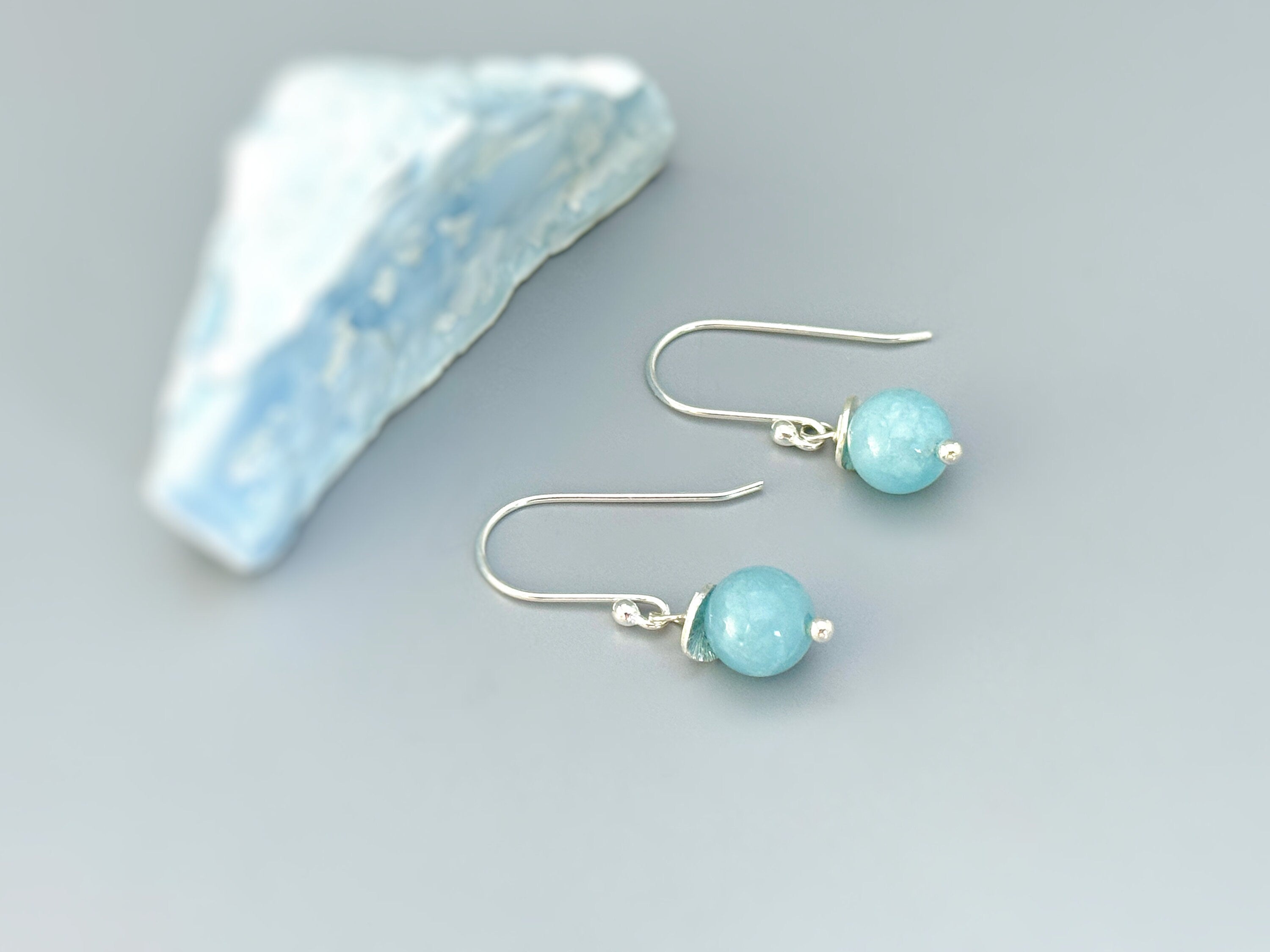 Aquamarine Earrings Dangle 14k Gold, Sterling Silver, rose gold modern blue gemstone March Birthstone handmade jewelry gift for sister, mom