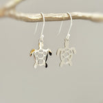 Sea Turtle Earrings dangle Silver