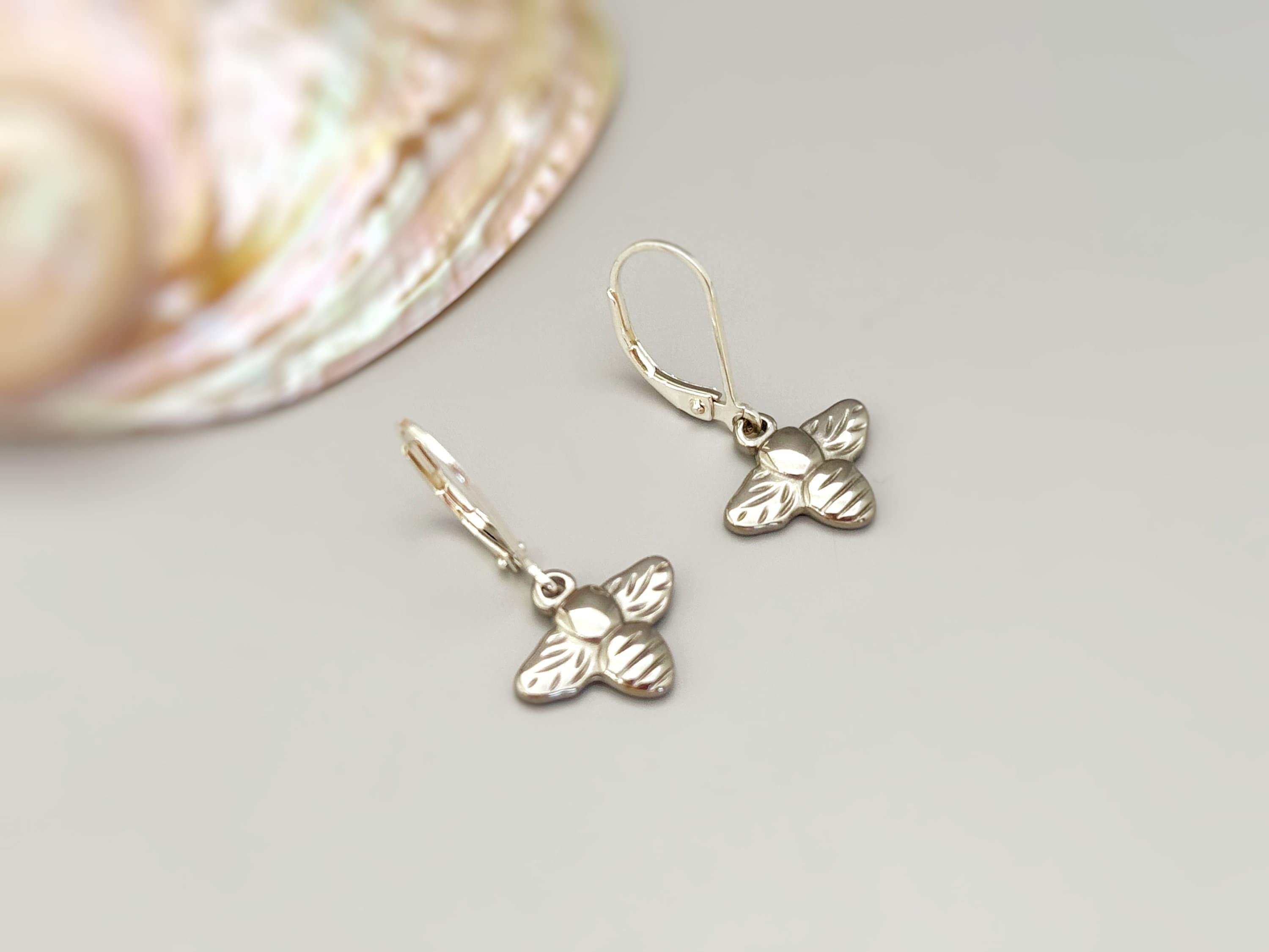 Dainty Honey Bee Earrings dangle Gold, Silver