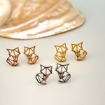 Tiny Origami Fox Stud Earrings in Gold, silver, and rose gold