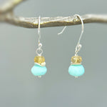 Aqua Blue Opal Earrings dangle gold Sterling Silver dangly citrine handmade gemstone jewelry beachy summer earrings gift for mom daughter