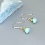 Aqua Blue Opal Earrings dangle gold Sterling Silver dangly citrine handmade gemstone jewelry beachy summer earrings gift for mom daughter