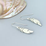 Silver Feather Earrings dangle gold, rose gold, Bird Jewelry unique gift for mom, nature, bird lover, wife, Handmade dangly lightweight