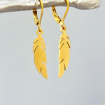 Gold Feather Earrings Dangle