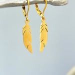 Gold Feather Earrings Dangle