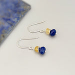 Gold Lapis Lazuli and Citrine blue and yellow gemstone Earrings dangle