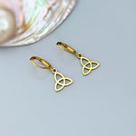 Celtic Trinity Knot Earrings dangle silver, gold sterling pagan Irish jewelry unique gift for friend handmade dangly lightweight earrings