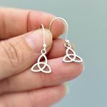 Celtic Trinity Knot Earrings dangle silver, gold sterling pagan Irish jewelry unique gift for friend handmade dangly lightweight earrings