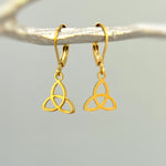 Celtic Trinity Knot Earrings dangle gold, silver