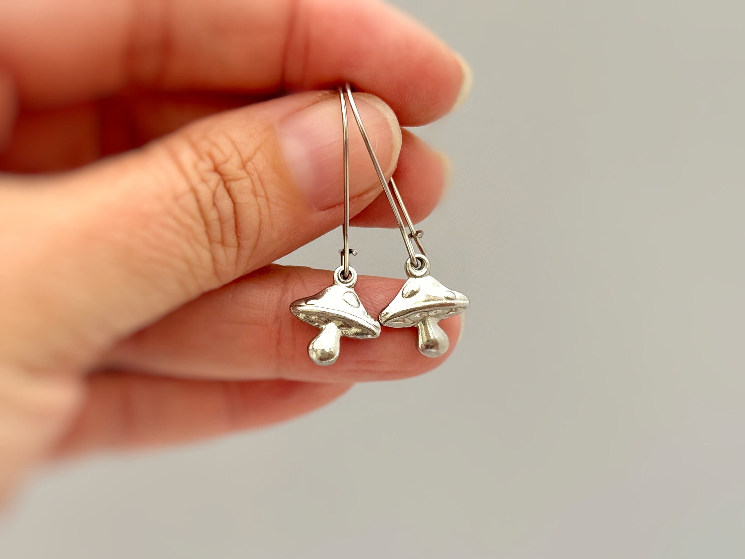 Boho Mushroom Earrings dangle gold