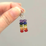 Rainbow gemstone earrings unique long dangle colorful crystal whimsical quirky handmade pride jewelry lgbtq gift for her, girlfriend, wife